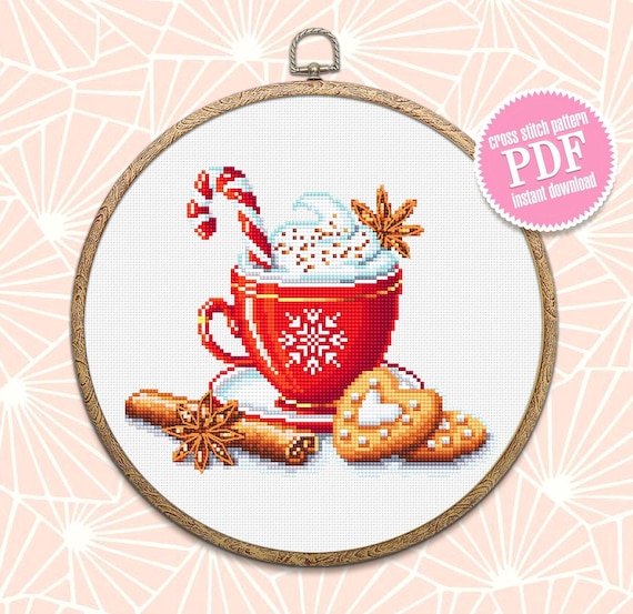 Cross Stitch Pattern Pdf Coffee Cup Instant Download 