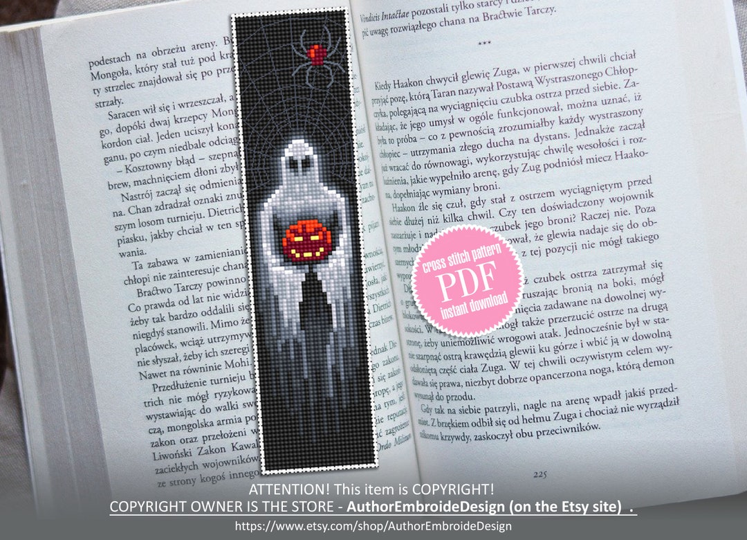 Spooky Halloween Bookmark Cross Stitch Pattern Download PDF, Handmade ...