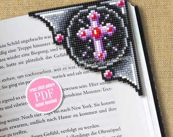 Gothic corner bookmark cross stitch pattern PDF download Gothic cross stitch chart, Bible bookmark pattern digital PDF Book lover gift #B293