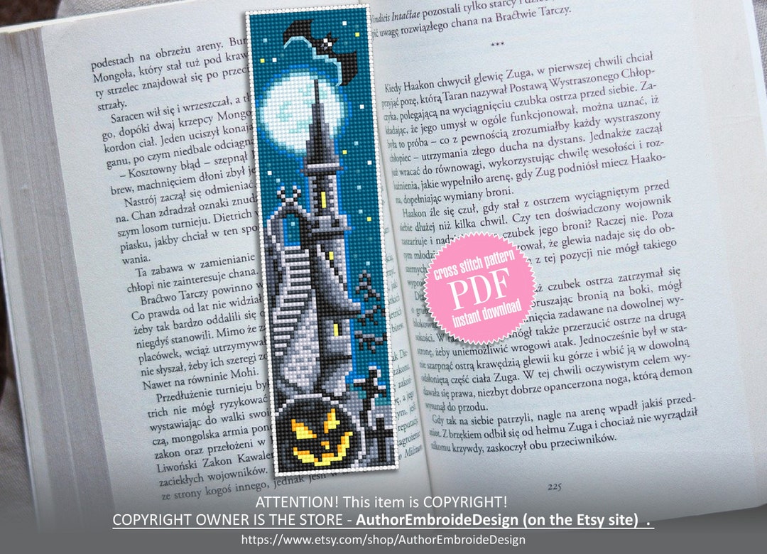 Halloween Bookmark Cross Stitch Pattern PDF Download Haunted House ...