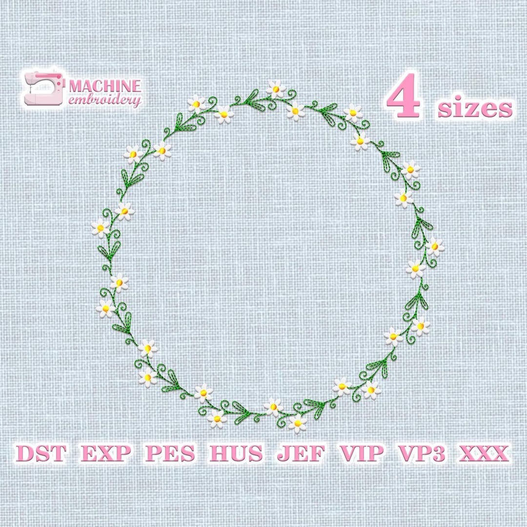 Floral Wreath Embroidery Design Machine Embroidery Pattern 4 Sizes ...