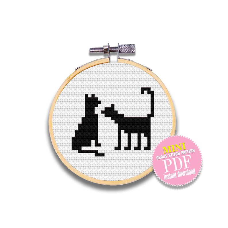 Fast Pattern Bestseller Easy Cross Stitch Mini Embroidery Cats Cross Stitch Pattern for Beginners Download PDF Embroidery Beginners