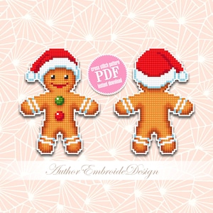 Christmas gingerbread man cross stitch pattern PDF download, Double-sided Christmas tree decor for plastic canvas, Sweet Christmas #N118