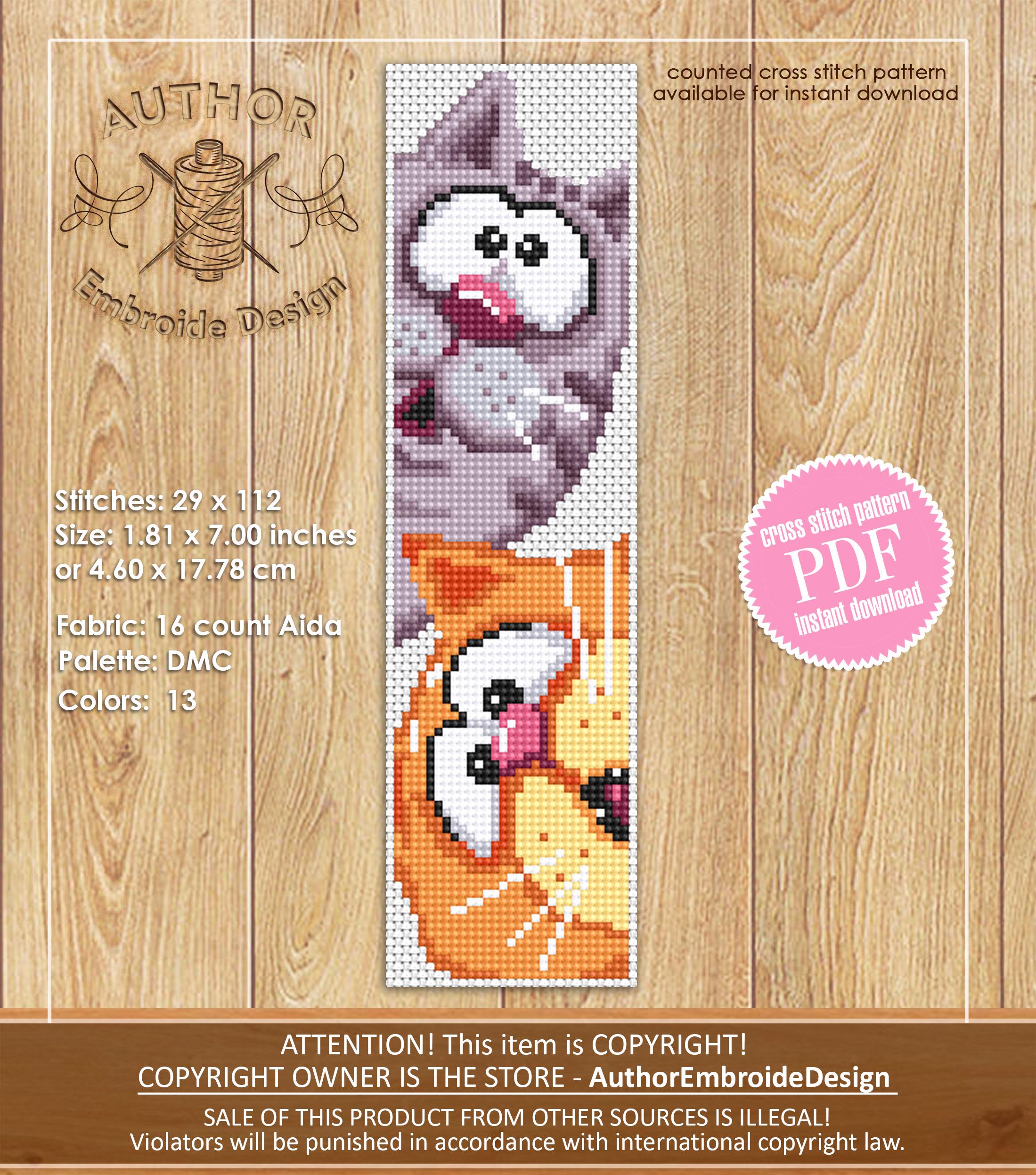Cat Bookmark Cross Stitch Pattern PDF Download Funny Cats Cross Stitch ...