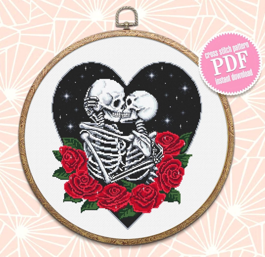 Skeleton Couple in Love Gothic Cross Stitch Pattern Download PDF Gothic ...