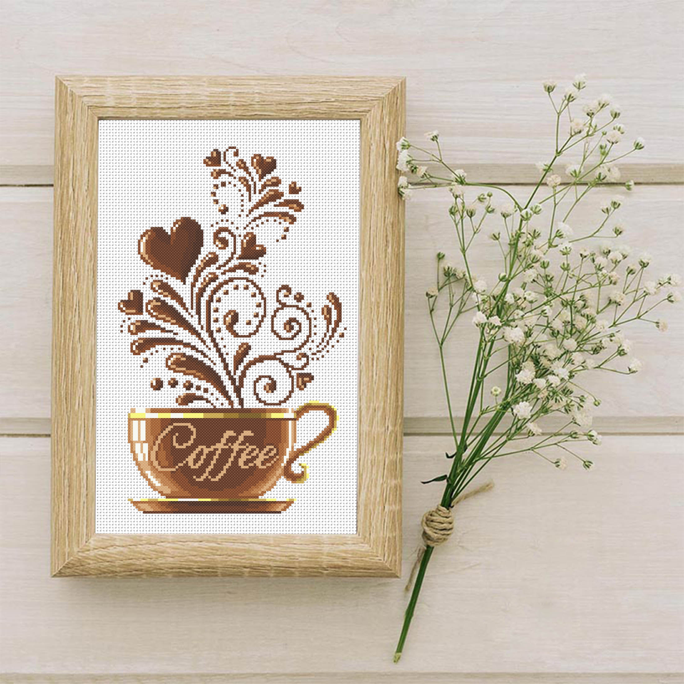 Coffee Cross Stitch Pattern Modern PDF Kitchen Cross Stitch Etsy