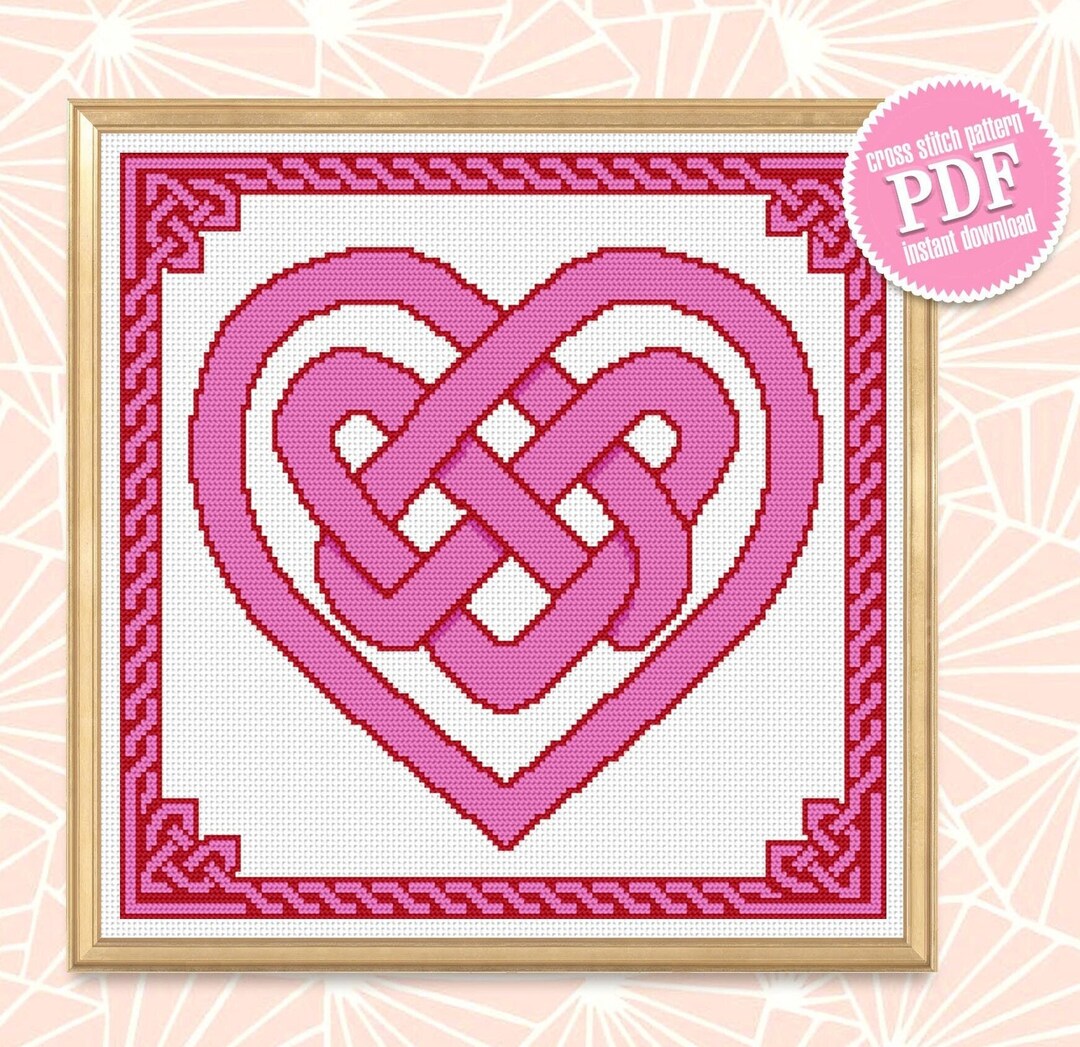 Celtic Love Knot Cross Stitch Pattern Download PDF, Celtic Heart Cross ...