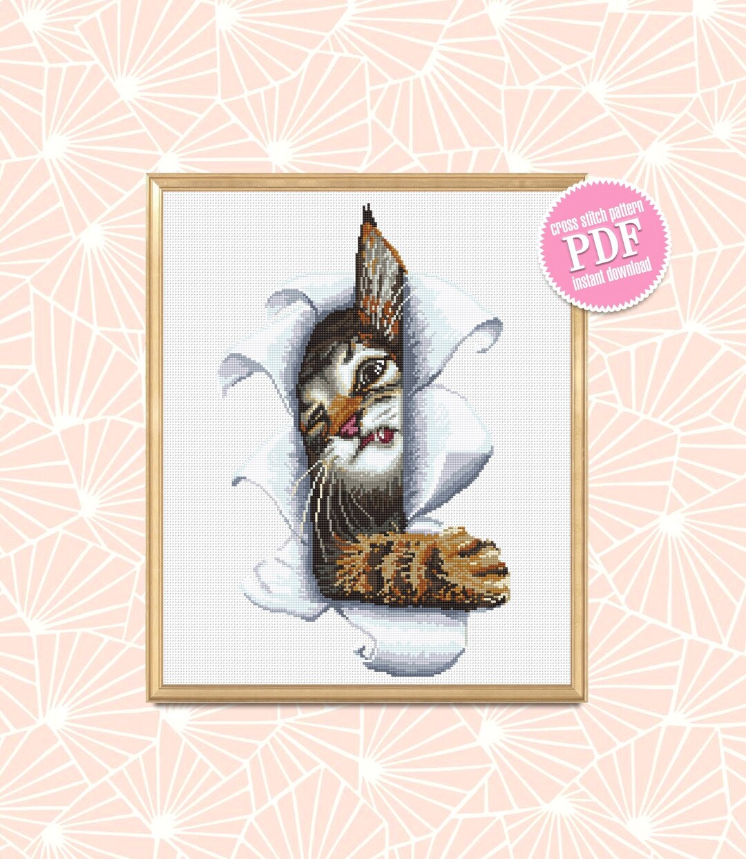 Funny Cat Cross Stitch Pattern Download PDF Animal Cross Etsy