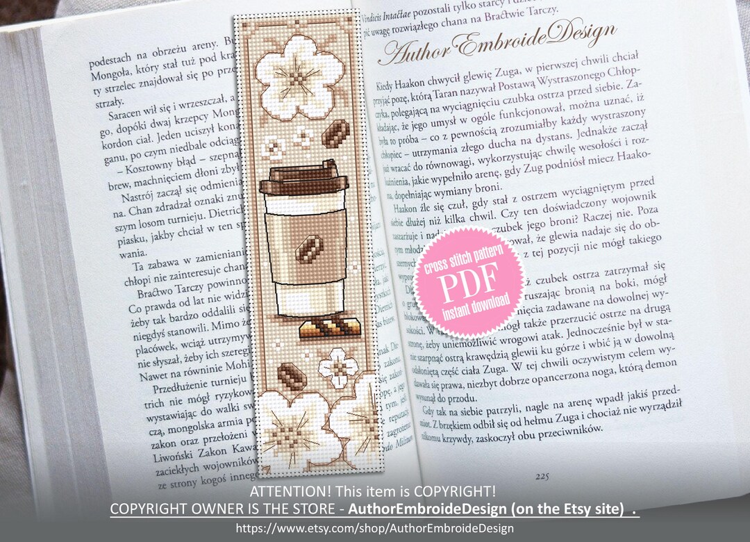 Coffee Bookmark Cross Stitch Pattern PDF Download Takeaway Coffee Cross ...