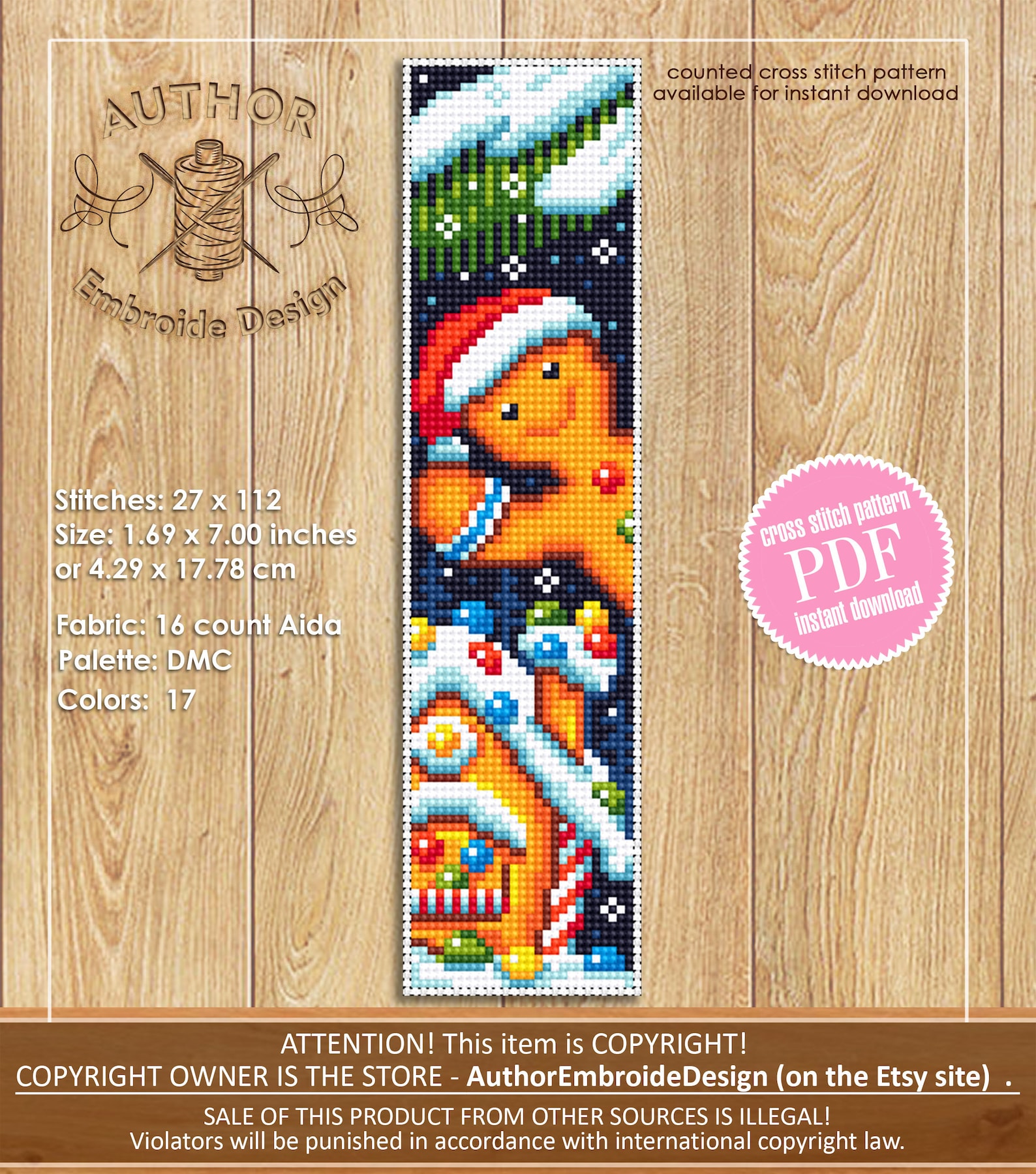 Christmas Bookmark Set Cross Stitch Pattern Download PDF Handmade ...