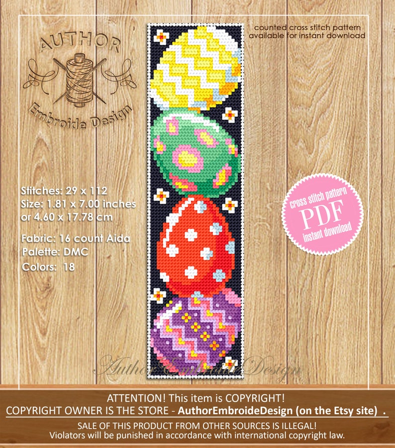 Easter Bookmark Cross Stitch Pattern PDF Download Easter Eggs Cross ...