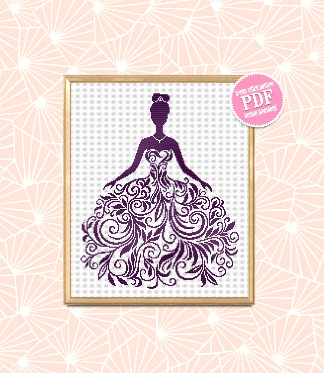 Wedding Dress Cross Stitch Pattern Download PDF Silhouette Etsy