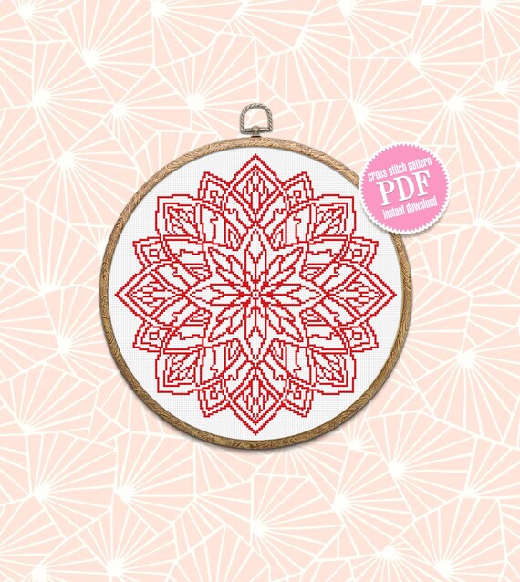 Mandala Cross Stitch Pattern Download PDF Flower Mandala - Etsy