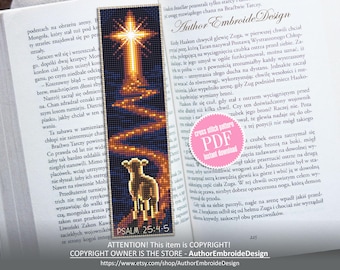 Bible Verse Bookmark Cross Stitch Pattern, Psalm Religious Cross (PDF Instant Download)