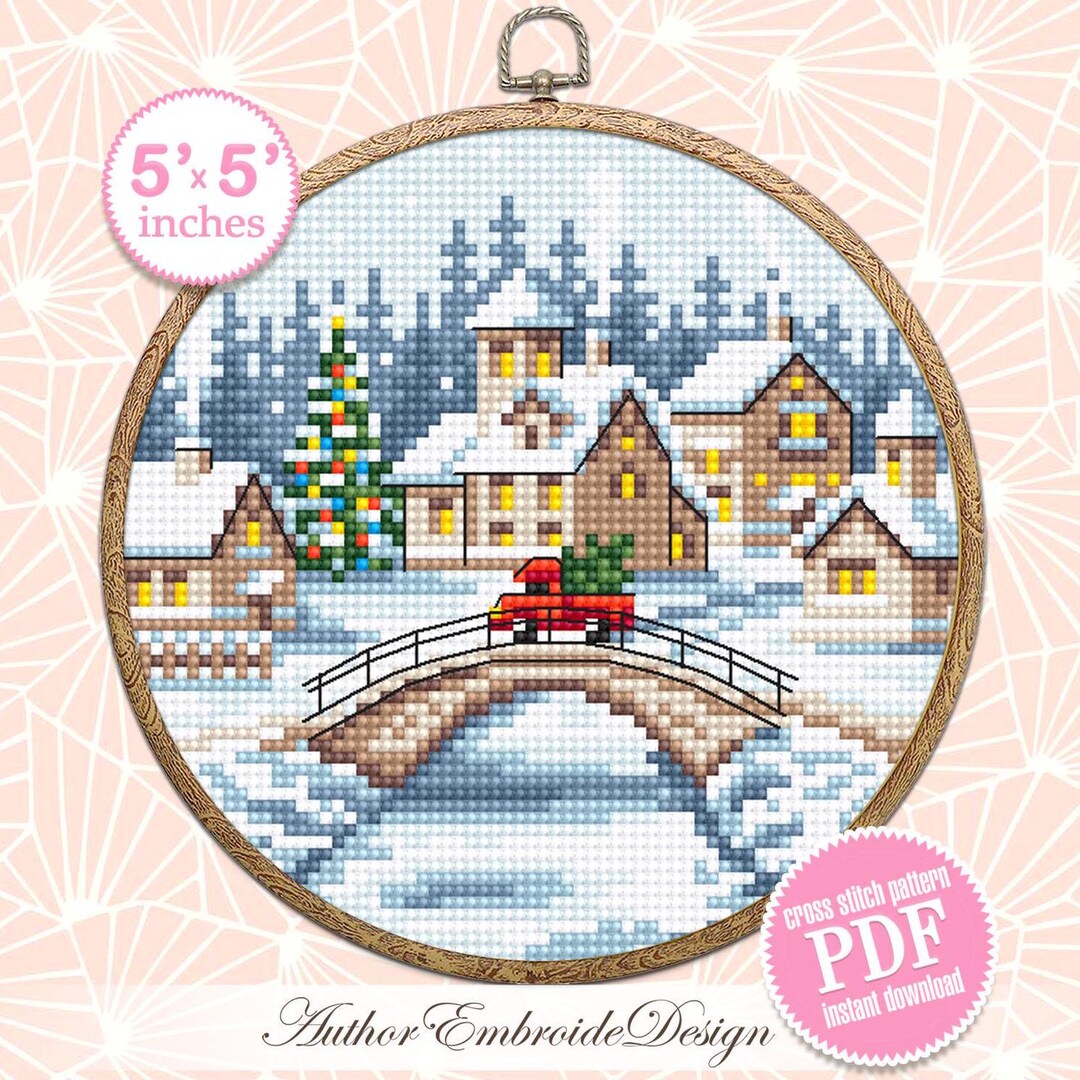 Christmas Village Cross Stitch Pattern PDF Download Winter Landscape ...