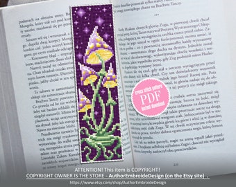 Mushroom bookmark cross stitch pattern PDF download Magic mushroom cross stitch chart, Digital bookmark pattern PDF Fantasy embroidery #B164