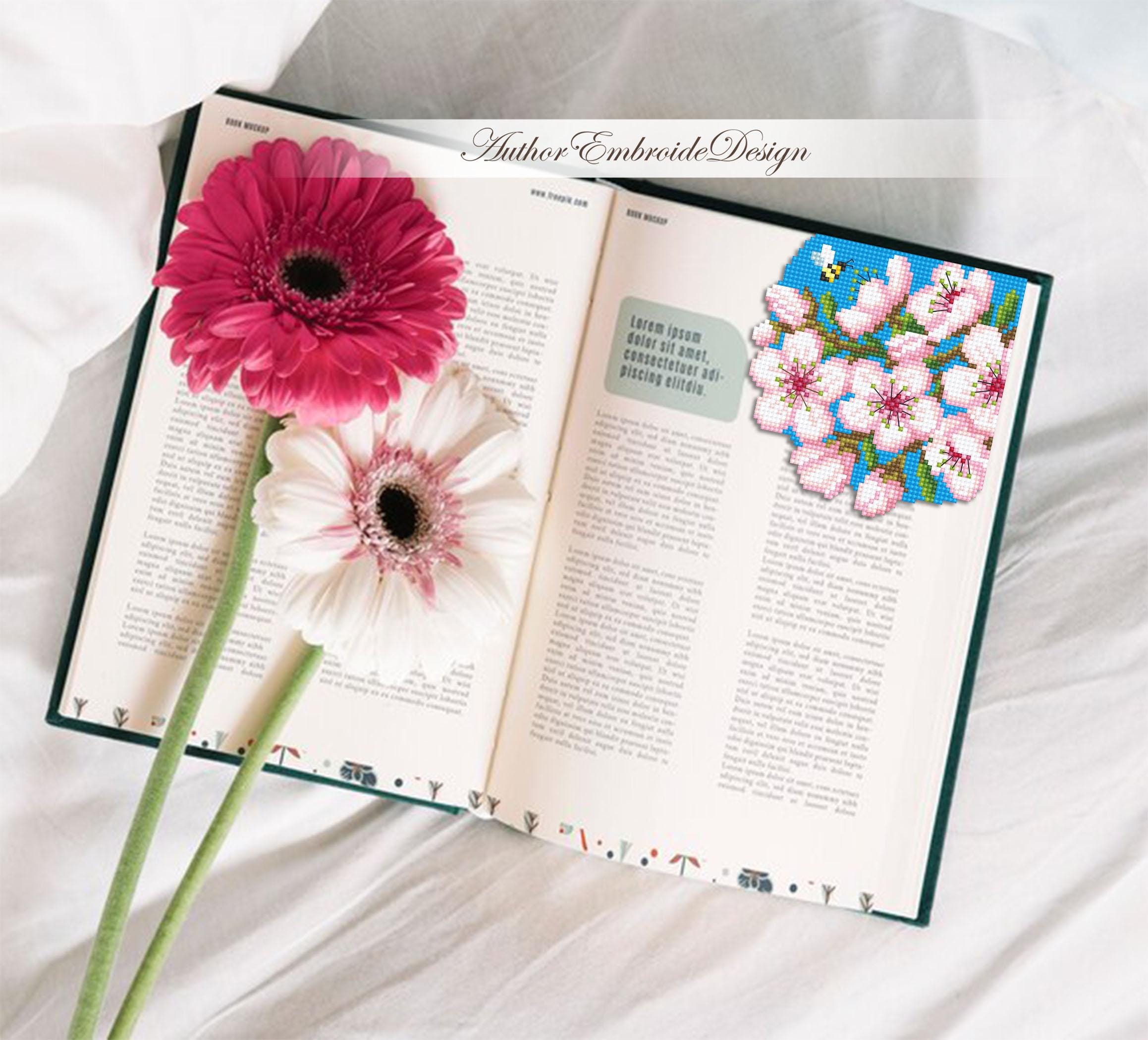 Cherry Blossom Corner Bookmark Cross Stitch Pattern PDF Download Spring ...
