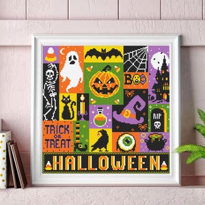 Halloween Sampler Cross Stitch Pattern PDF Download Spooky Cross Stitch ...