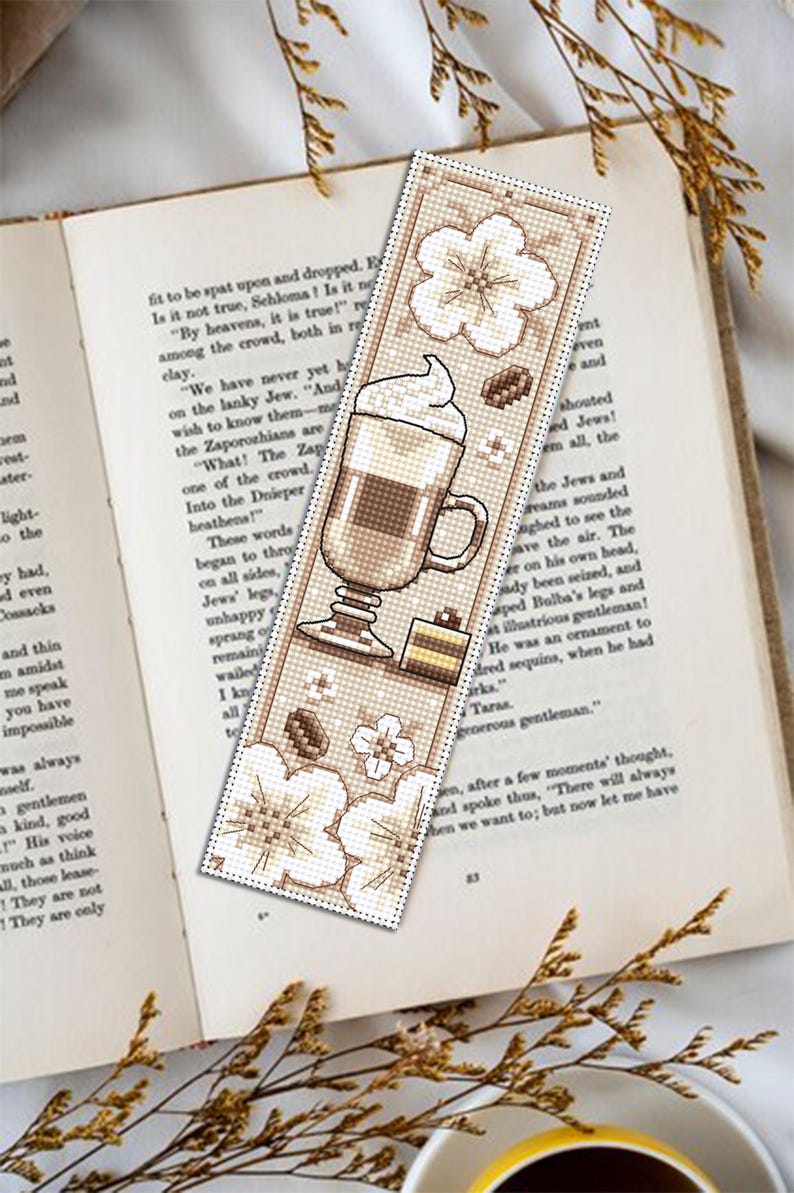 Coffee Bookmark Cross Stitch Pattern PDF Download Coffee Cross Stitch ...