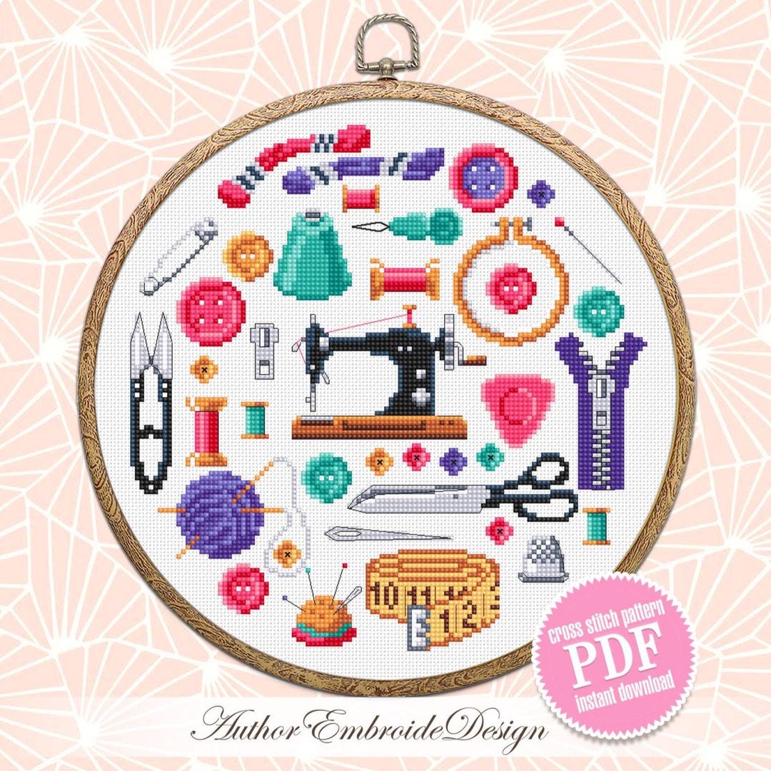 Sewing Sampler Cross Stitch Pattern PDF Download Sewing Accessories ...