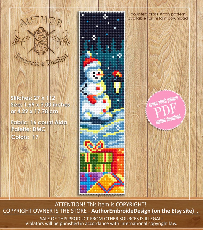 Christmas Bookmark Cross Stitch Pattern Digital PDF Handmade - Etsy