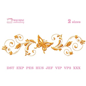 Scroll border embroidery designs Machine embroidery pattern 2 size, Embroidery files floral border and butterfly, Vintage elegant decor #R31