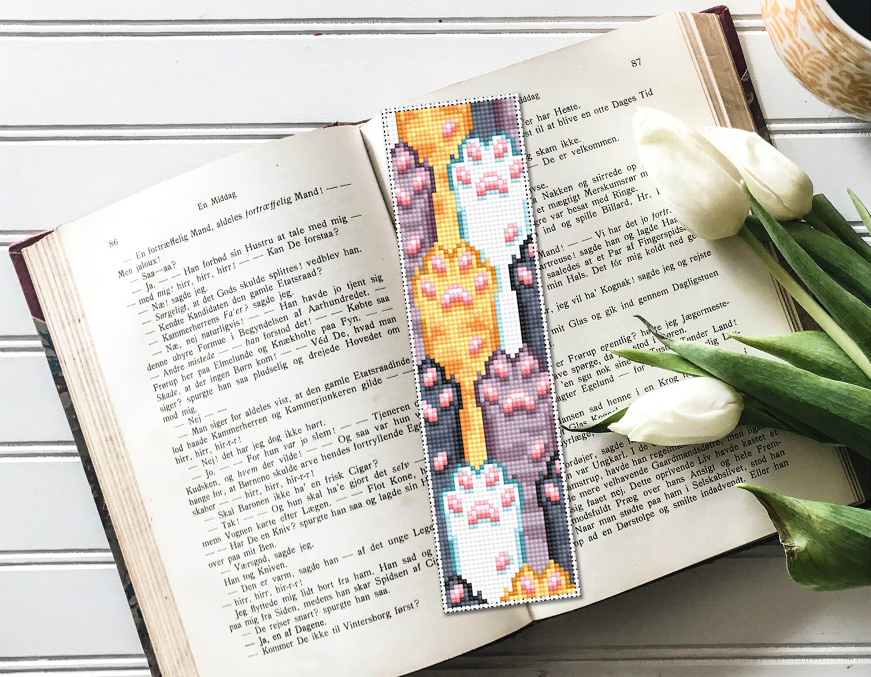 Cat Bookmark Cross Stitch Pattern PDF Download Cat Paws Cross Stitch ...