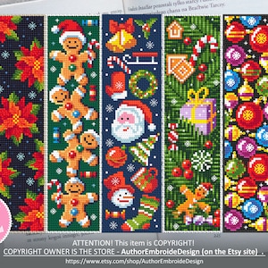 Bookmark Set Christmas Cross Stitch Pattern Download PDF Holiday ...