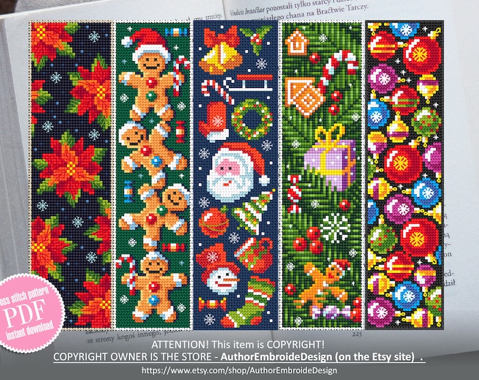 Halloween Bookmark Set Cross Stitch Pattern Download PDF Handmade ...