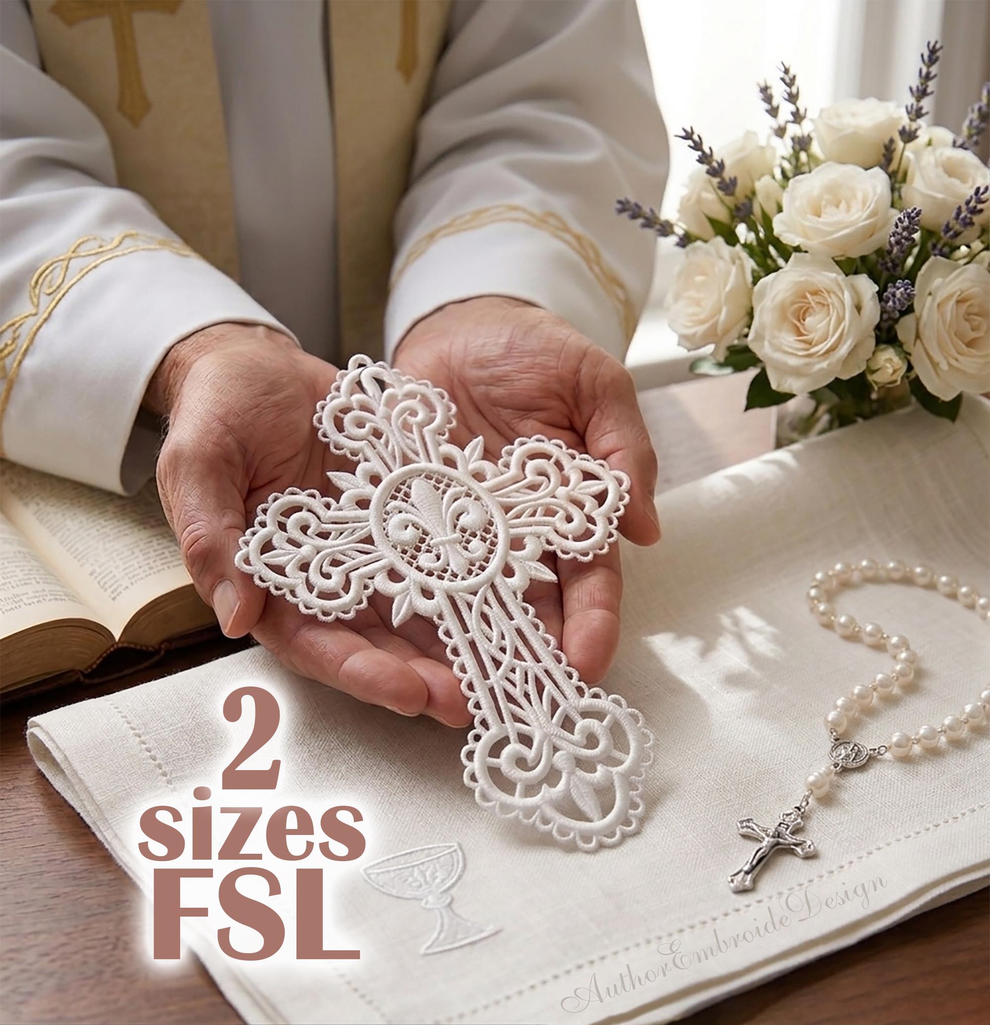 Filigree Pattern Christian Filigree FSL Cross Machine Embroidery Design, Religious Bible Bookmark ...