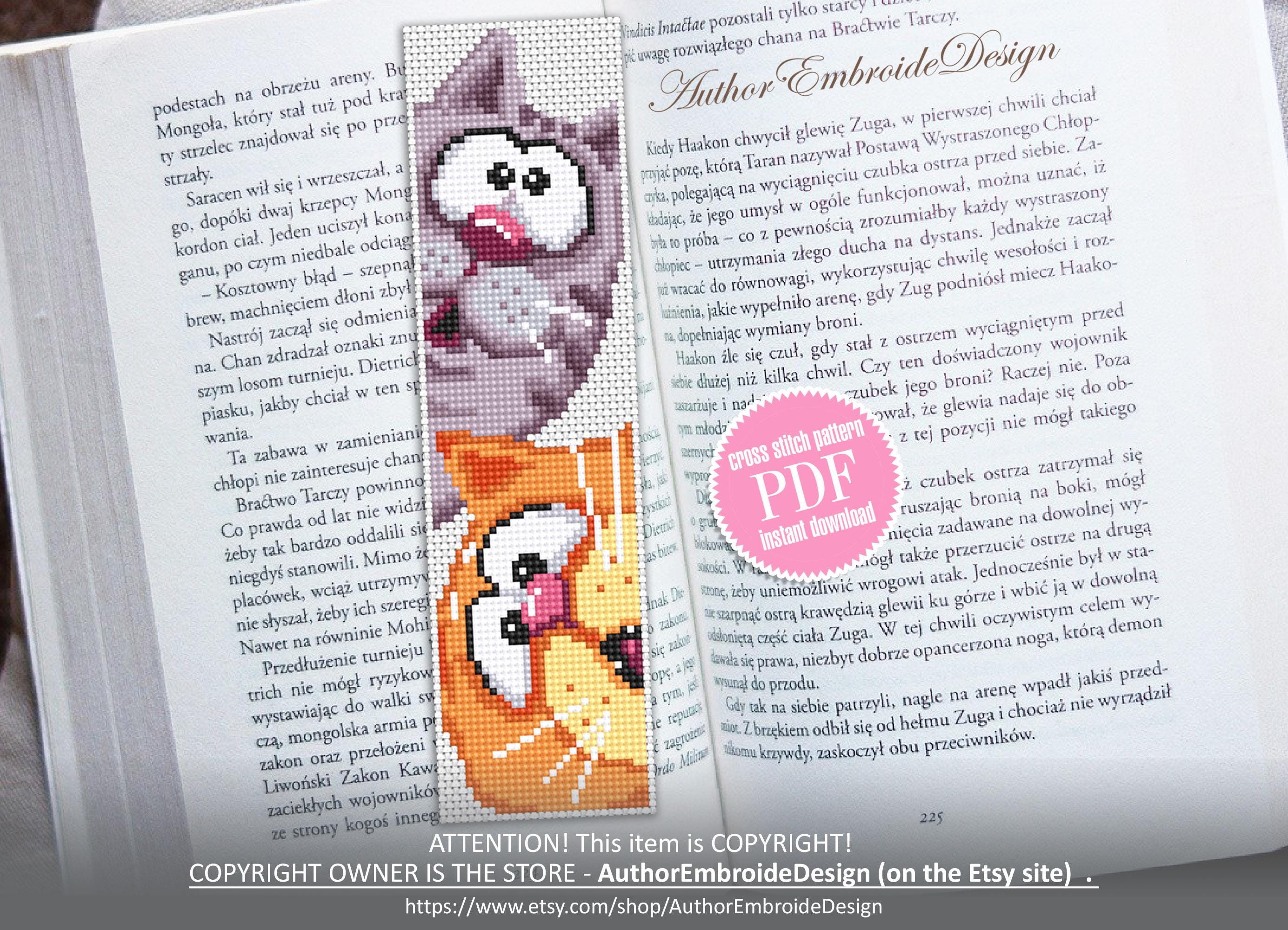 Cat Bookmark Cross Stitch Pattern PDF Download Funny Cats Cross Stitch ...