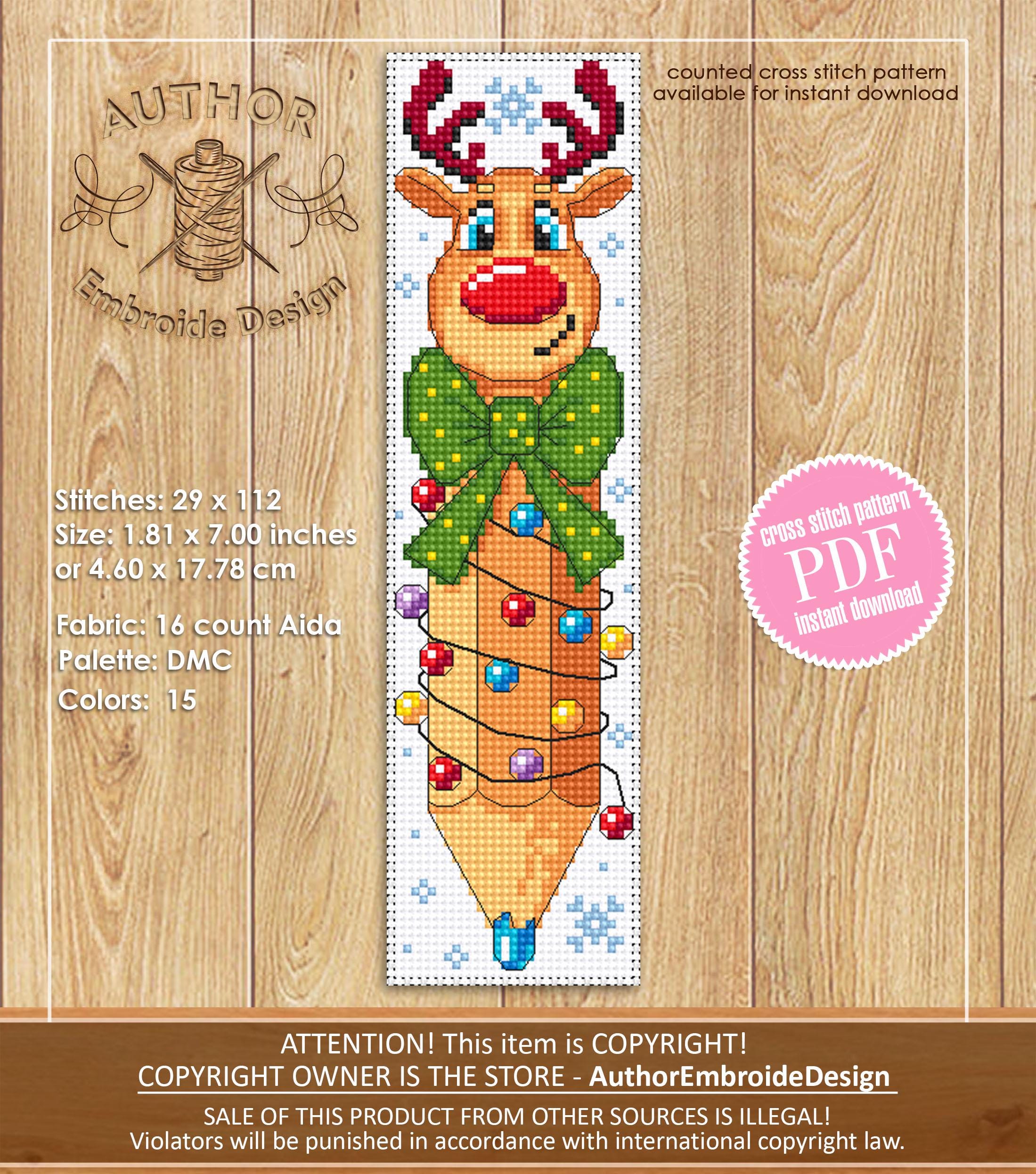 Christmas Teacher Bookmark Set Cross Stitch Pattern PDF Download Pencil ...