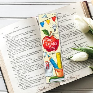Teacher Bookmark Cross Stitch Pattern PDF Download Happy Teachers Day ...