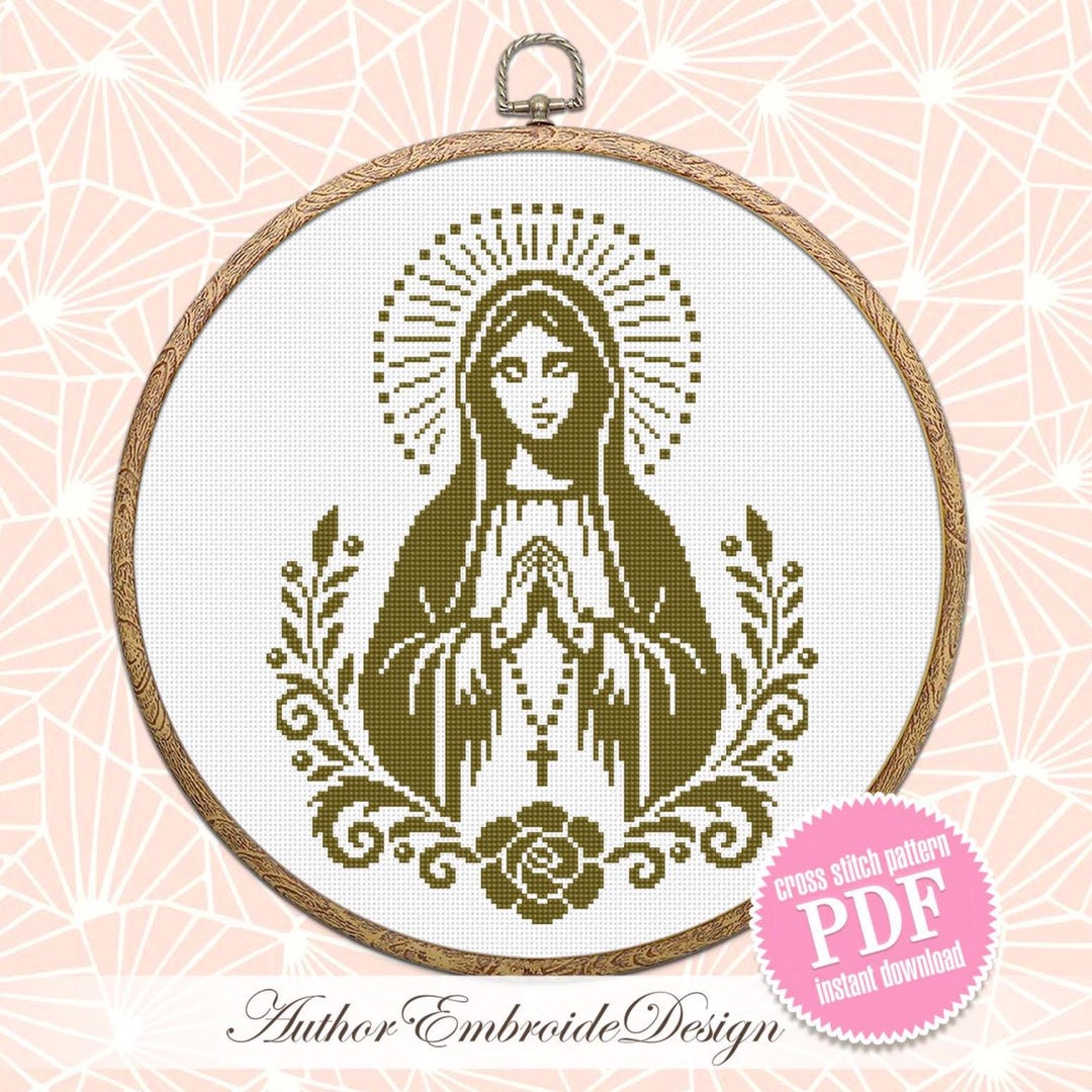 Blessed Virgin Mary Cross Stitch Pattern PDF Download Christian Cross ...