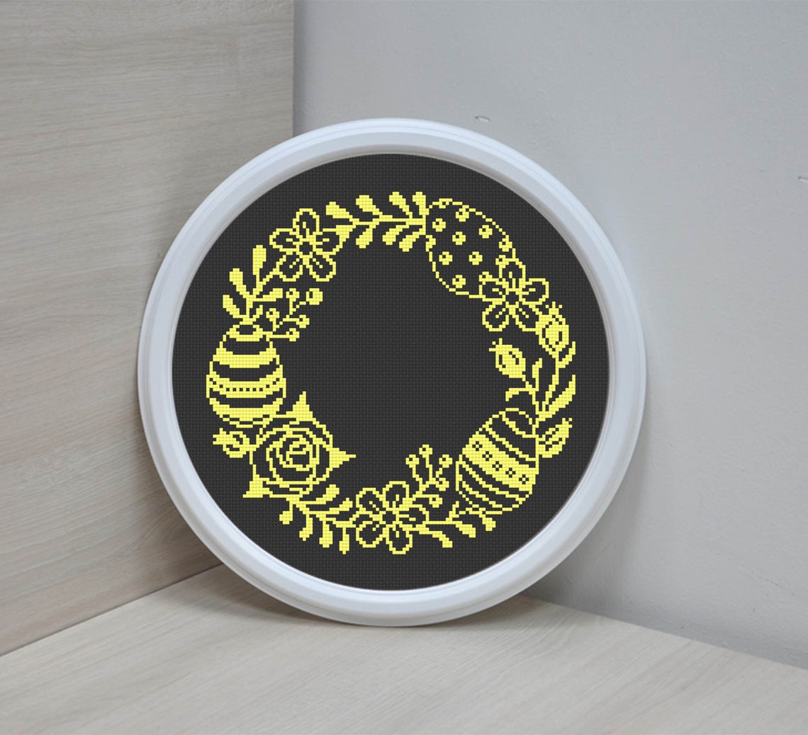 Easter Wreath Cross Stitch Pattern Download PDF Easter Eggs Cross ...