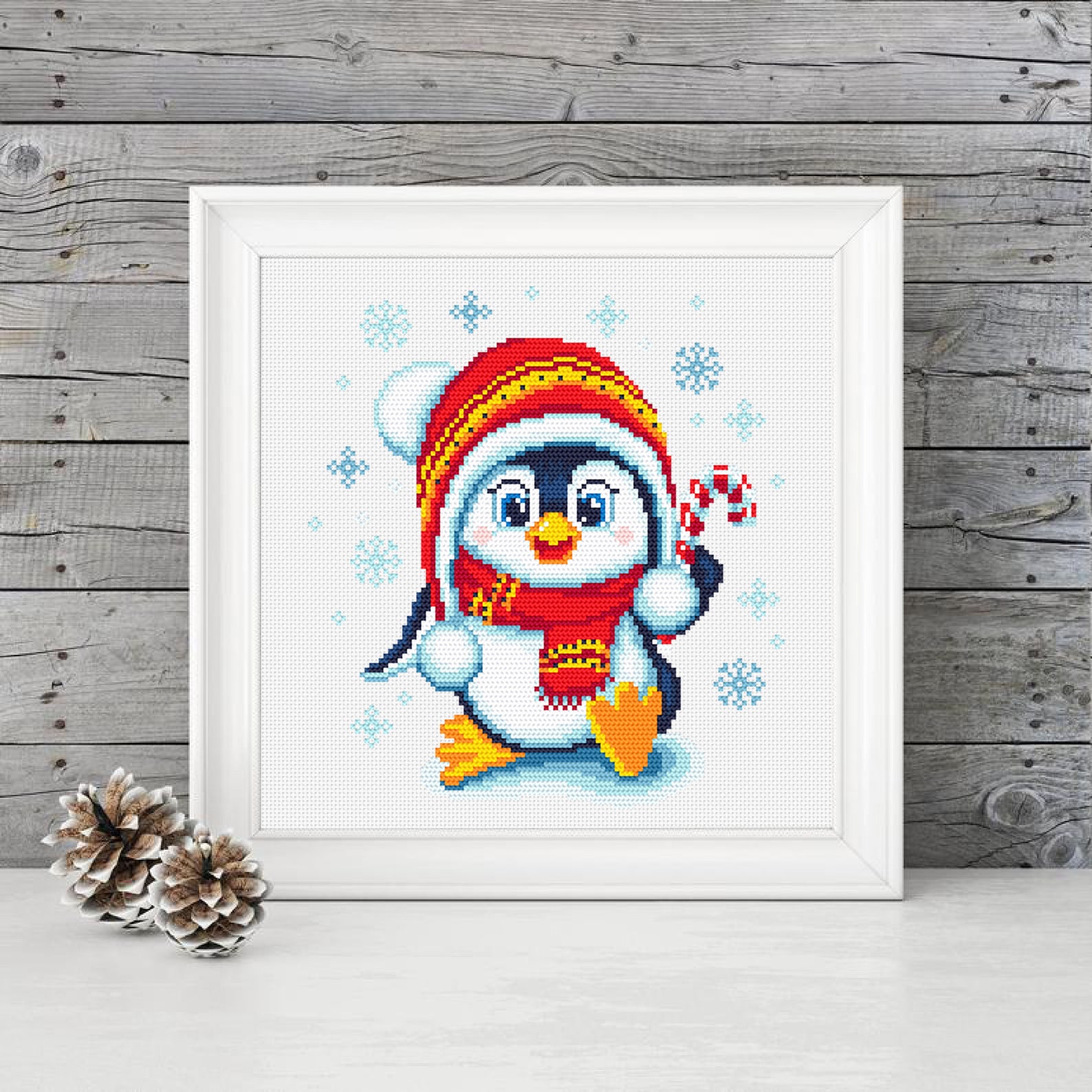 Cute Baby Penguin Cross Stitch Pattern Download PDF Christmas Etsy