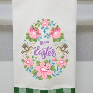 Floral Easter Egg Cross Stitch Pattern PDF Pastel Cross Stitch Happy ...