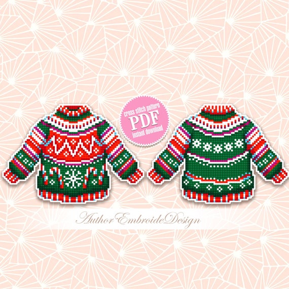 Ugly Christmas Sweater Cross Stitch Pattern PDF Download Double