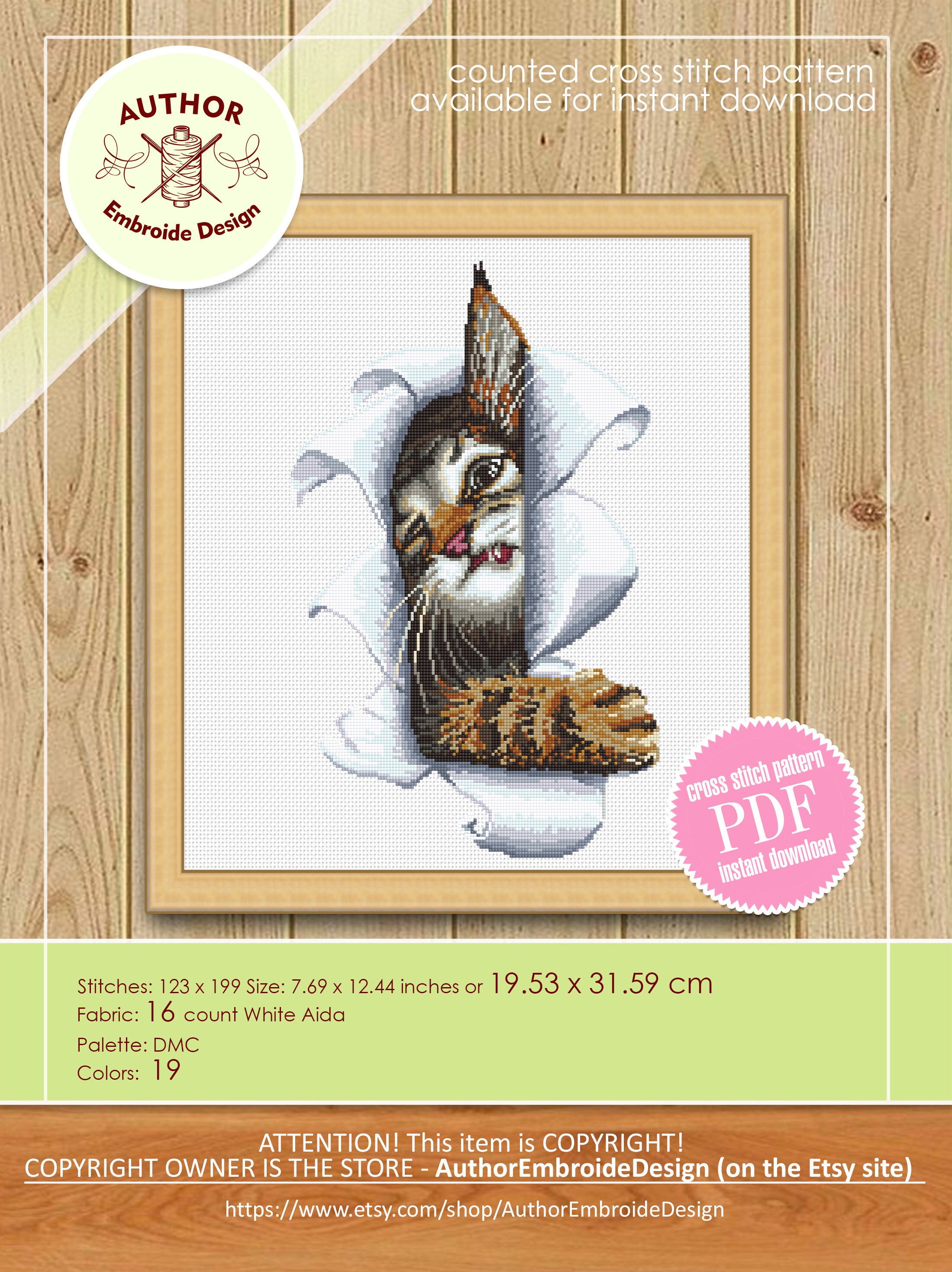 Kit De Broderie Au Point De Croix, Chat Coloré, Animaux Mignons