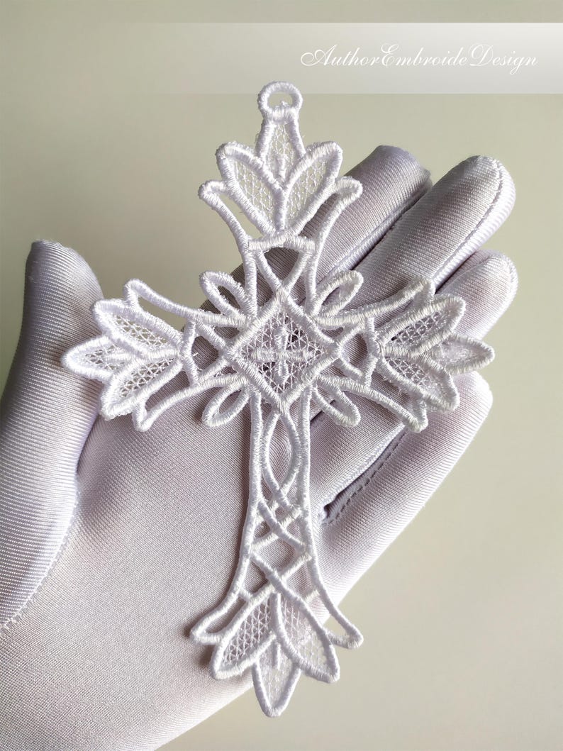 FSL Cross Machine Embroidery Design, Free Standing Lace Religious ...