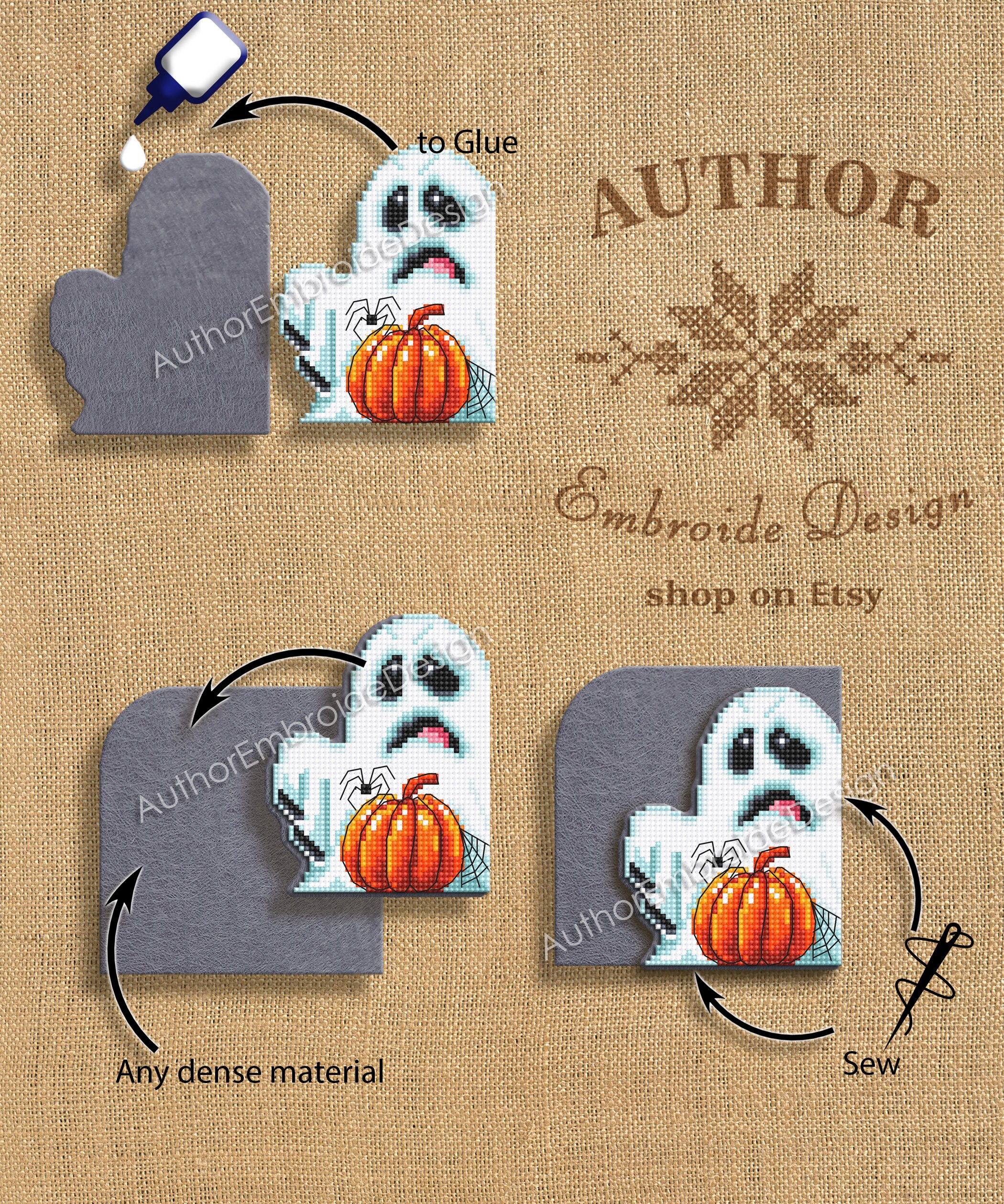 Halloween Corner Bookmark Cross Stitch Pattern PDF Download Spooky ...
