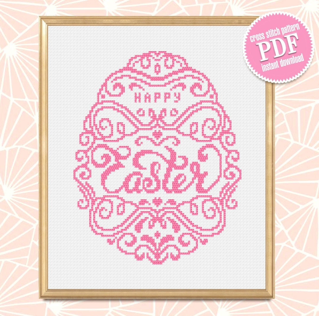 Easter Egg Cross Stitch Pattern PDF Happy Easter Cross Stitch Download ...