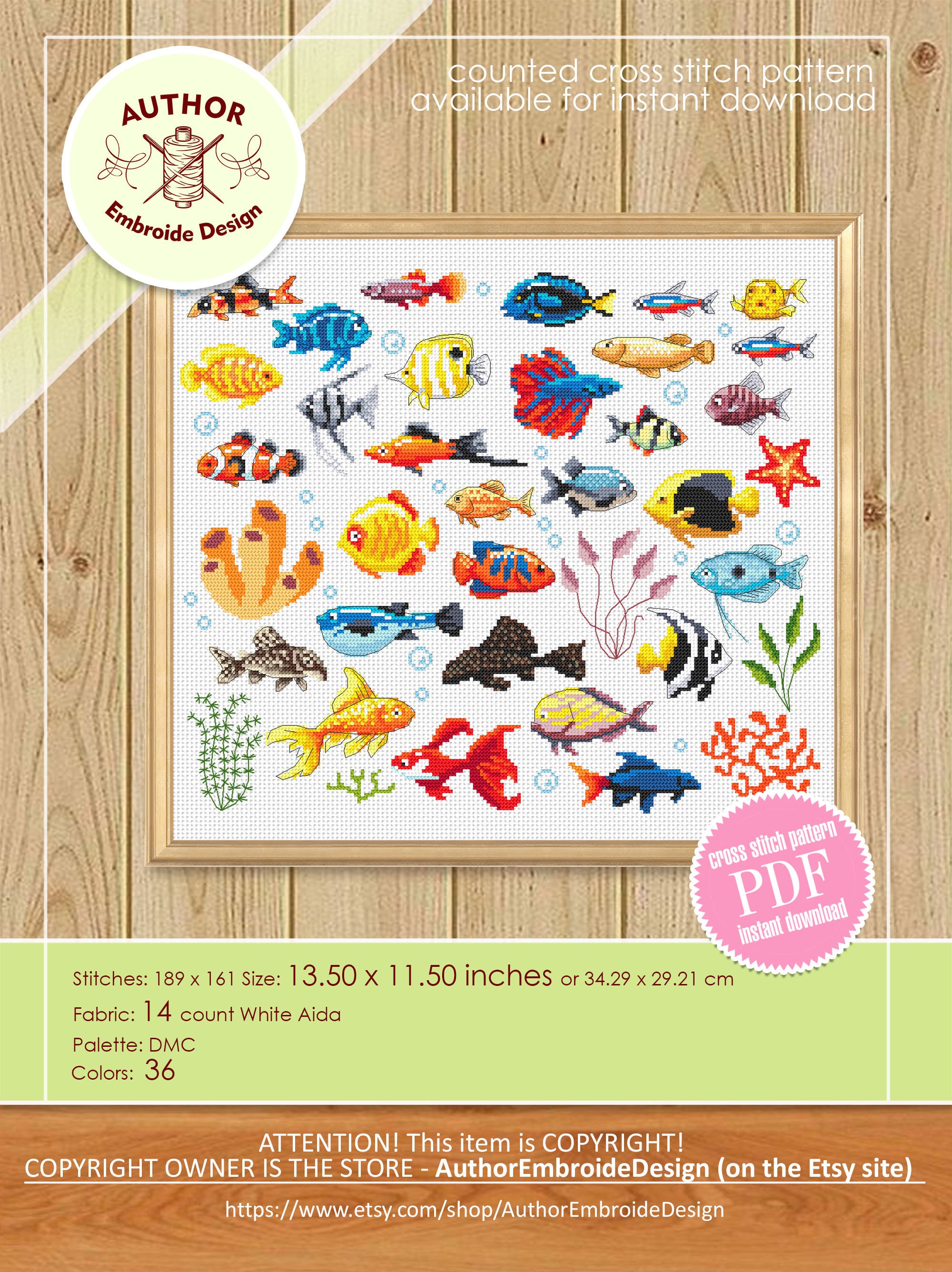 Kit De Broderie Au Point De Croix, Paradis Des Poissons Tropicaux, Kits