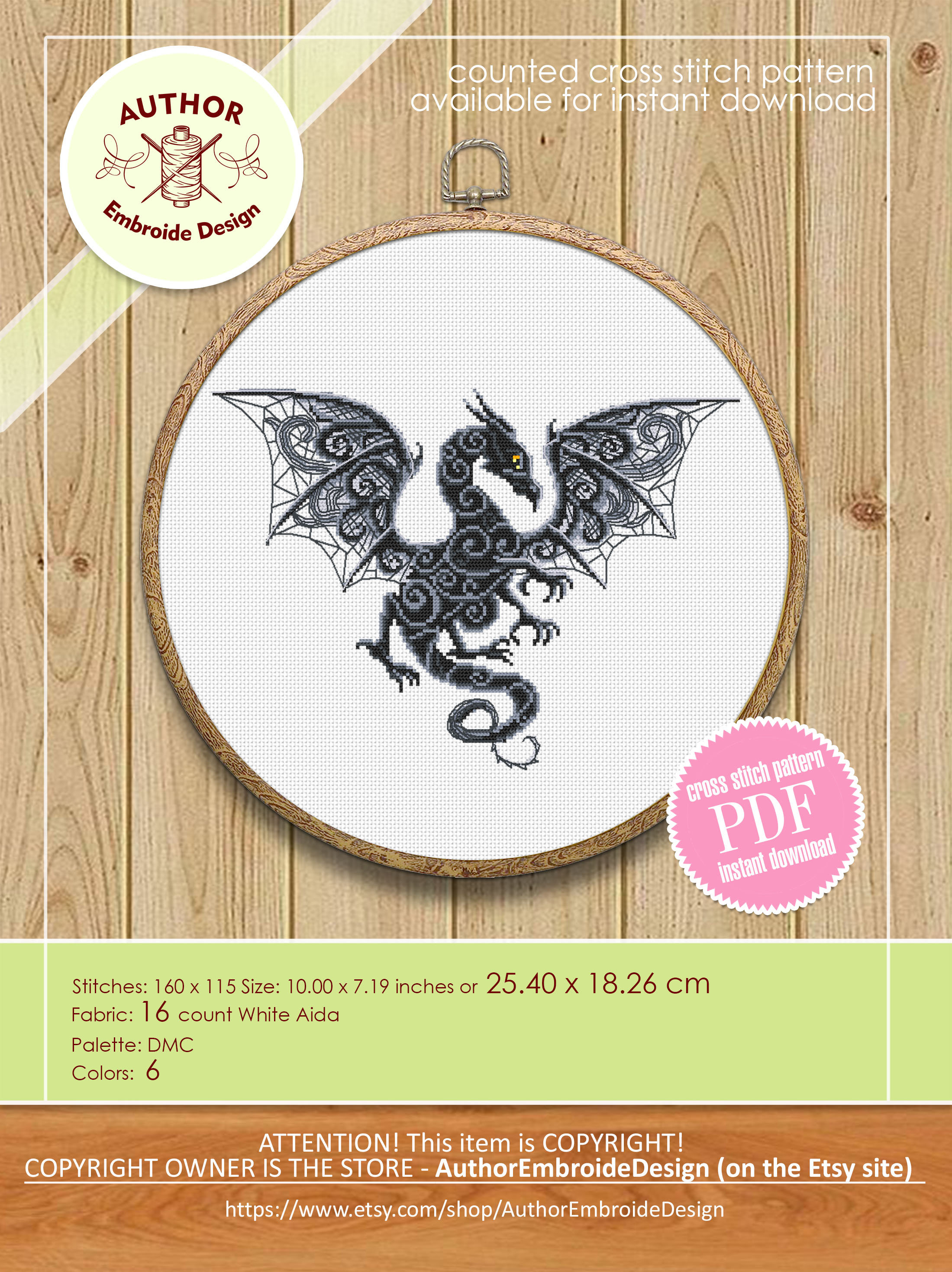 Dragon Cross Stitch Pattern Download PDF Fantasy Animal Cross Stitch ...