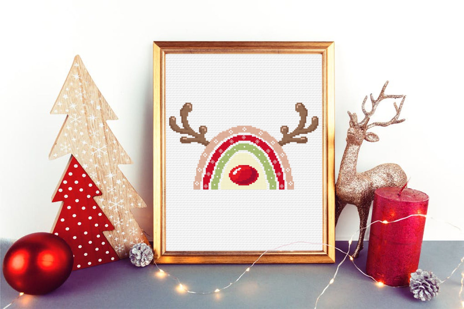 Christmas Rainbow Reindeer Cross Stitch Pattern PDF Download Rainbow ...