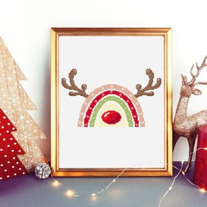 Christmas Rainbow Reindeer Cross Stitch Pattern PDF Download Rainbow ...
