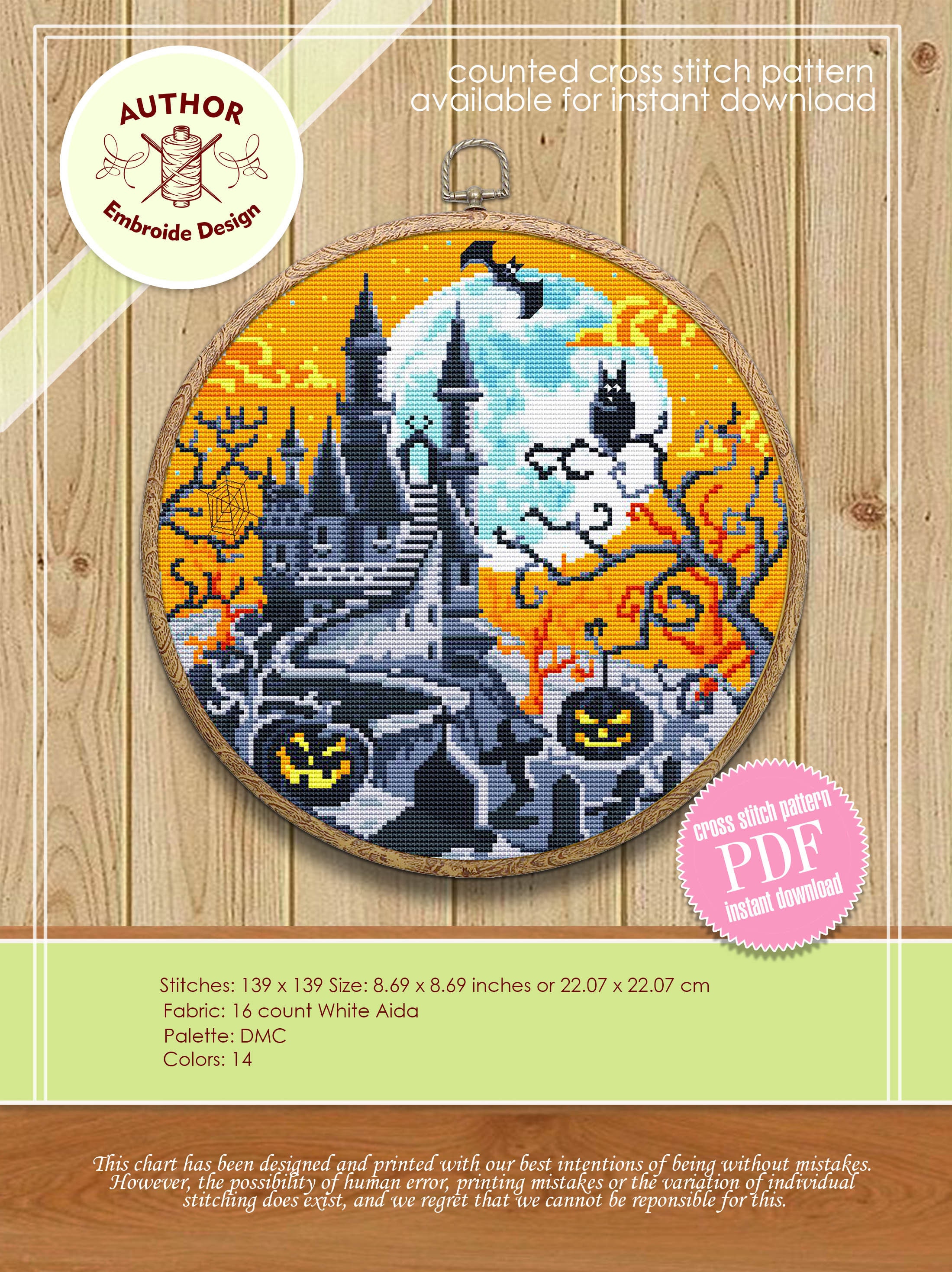 Set Halloween Cross Stitch Pattern Download PDF Haunted House Cross ...