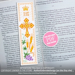 Bible bookmark cross stitch pattern PDF download Simple handmade bookmark digital PDF, Christian cross stitch chart, Bible accessories #B129