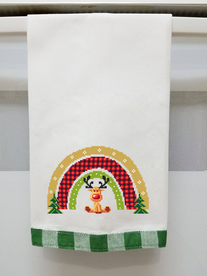 Christmas Rainbow Reindeer Cross Stitch Pattern PDF Download, Buffalo ...