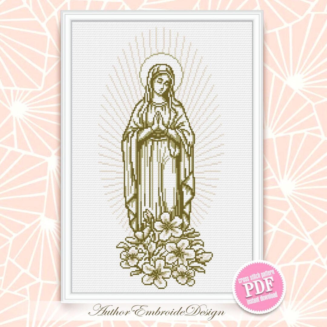 Blessed Virgin Mary Cross Stitch Pattern PDF Download Christian Cross ...